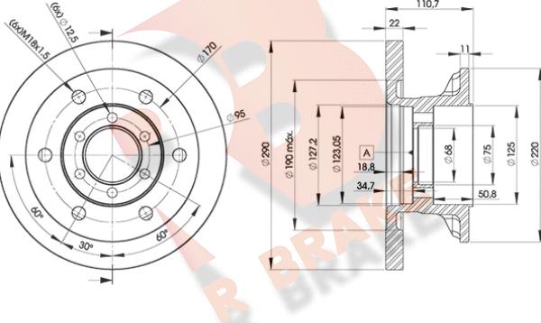 R Brake 78RBD18772 - Тормозной диск autospares.lv