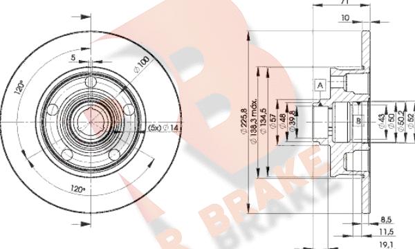 R Brake 78RBD13576 - Тормозной диск autospares.lv