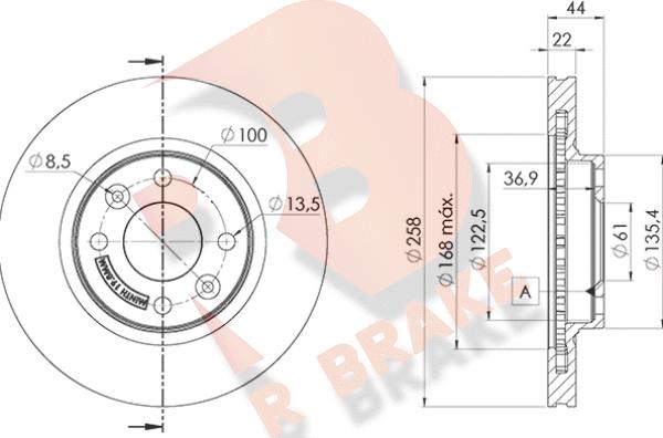 R Brake 78RBD13108 - Тормозной диск autospares.lv