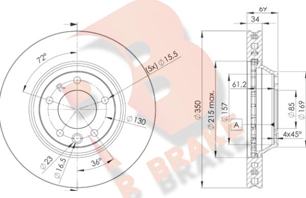 R Brake 78RBD13324 - Тормозной диск autospares.lv