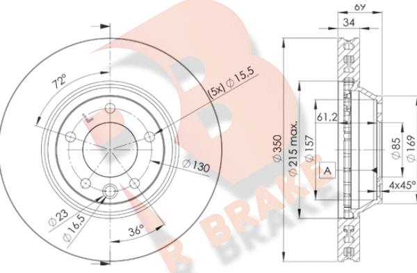 R Brake 78RBD13323 - Тормозной диск autospares.lv