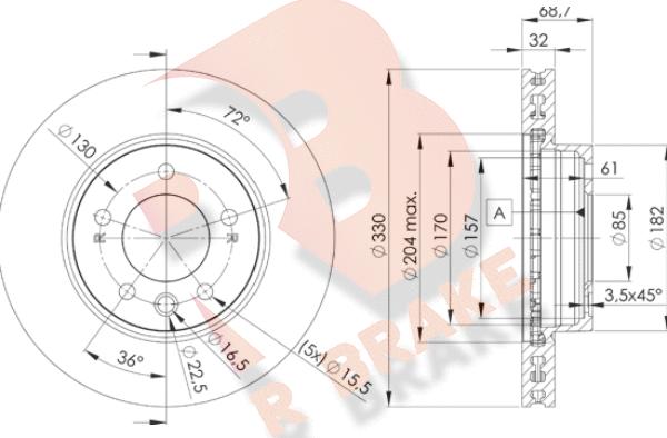 R Brake 78RBD13327 - Тормозной диск autospares.lv