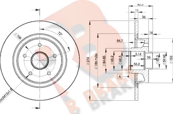 R Brake 78RBD12236 - Тормозной диск autospares.lv