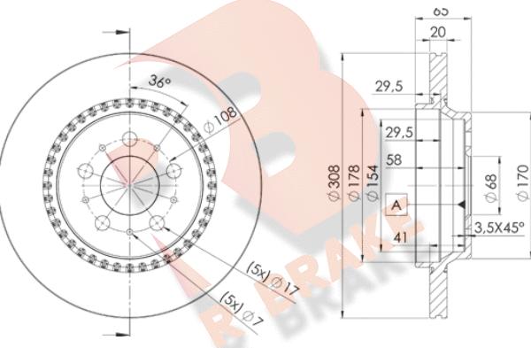 R Brake 78RBD17302 - Тормозной диск autospares.lv