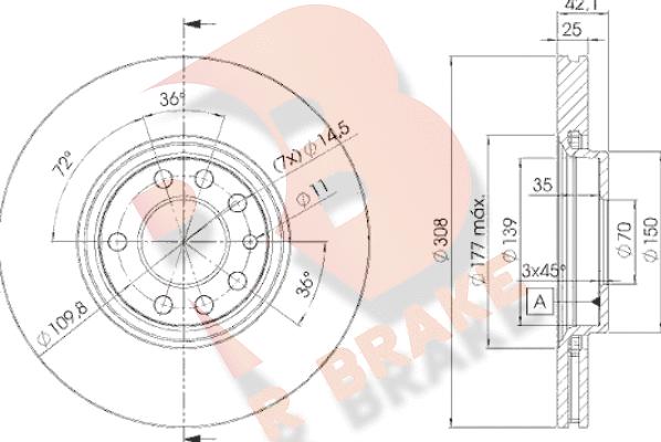 R Brake 78RBD29061 - Тормозной диск autospares.lv