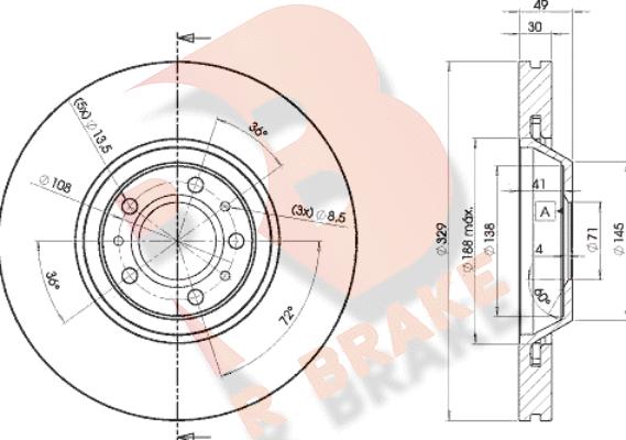 R Brake 78RBD24608 - Тормозной диск autospares.lv