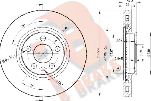 R Brake 78RBD24620 - Тормозной диск autospares.lv