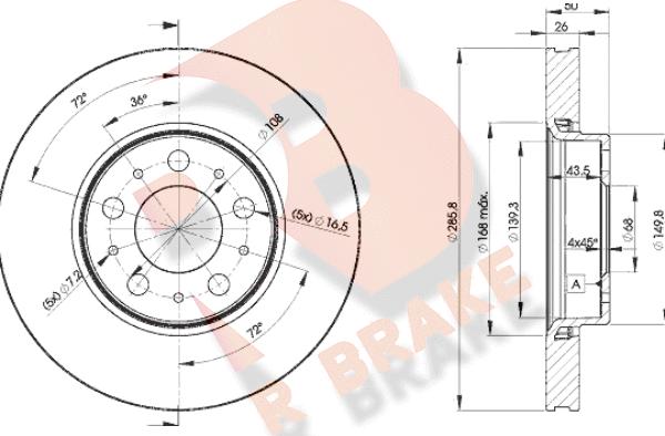 R Brake 78RBD24046 - Тормозной диск autospares.lv