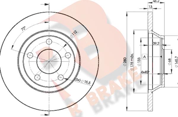 R Brake 78RBD24064 - Тормозной диск autospares.lv