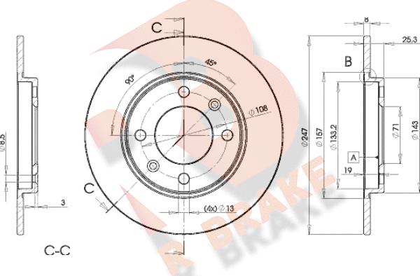 R Brake 78RBD24247 - Тормозной диск autospares.lv