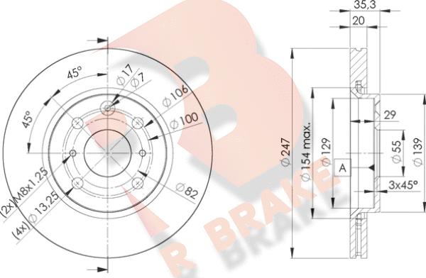 R Brake 78RBD24700 - Тормозной диск autospares.lv