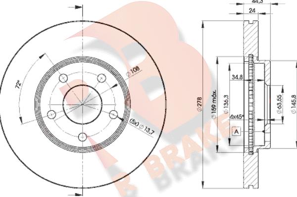 R Brake 78RBD25980 - Тормозной диск autospares.lv