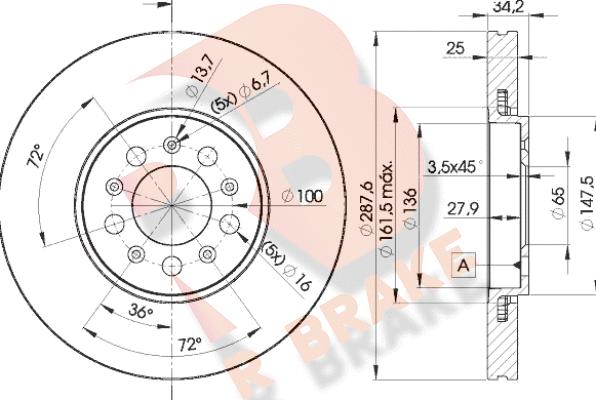 R Brake 78RBD25604 - Тормозной диск autospares.lv