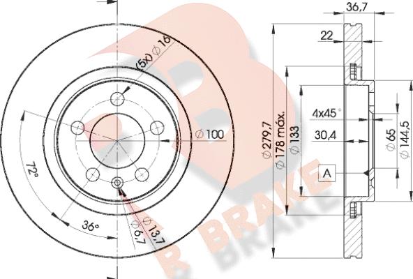 R Brake 78RBD25603 - Тормозной диск autospares.lv