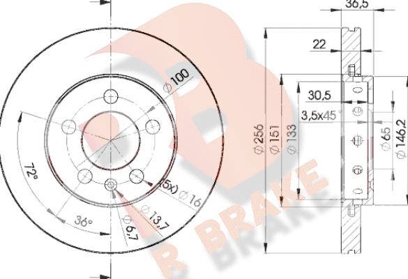 R Brake 78RBD25602 - Тормозной диск autospares.lv