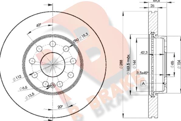 R Brake 78RBD25615 - Тормозной диск autospares.lv