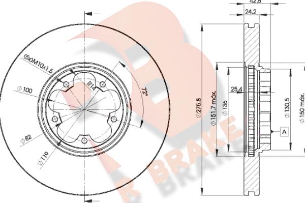 R Brake 78RBD25612 - Тормозной диск autospares.lv