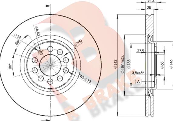 R Brake 78RBD25620 - Тормозной диск autospares.lv