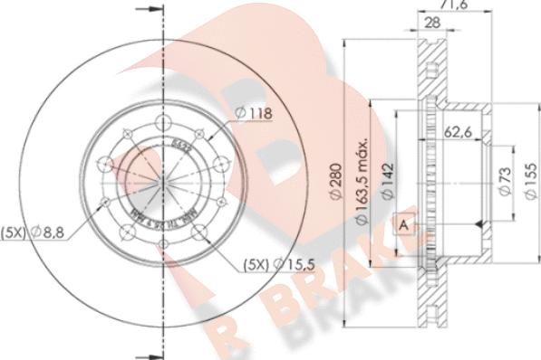 R Brake 78RBD25622 - Тормозной диск autospares.lv