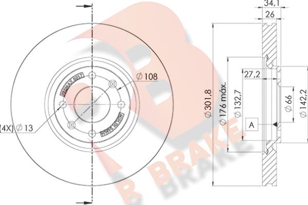 R Brake 78RBD25017 - Тормозной диск autospares.lv