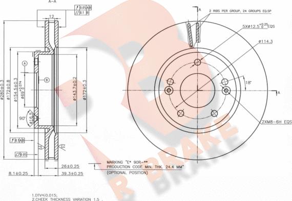 R Brake 78RBD25158 - Тормозной диск autospares.lv