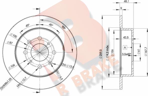 R Brake 78RBD25105 - Тормозной диск autospares.lv