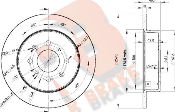 R Brake 78RBD25106 - Тормозной диск autospares.lv