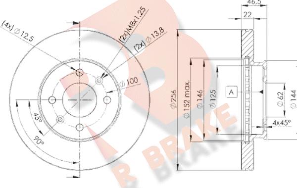 R Brake 78RBD25101 - Тормозной диск autospares.lv