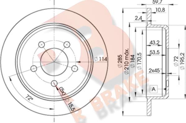 R Brake 78RBD25116 - Тормозной диск autospares.lv