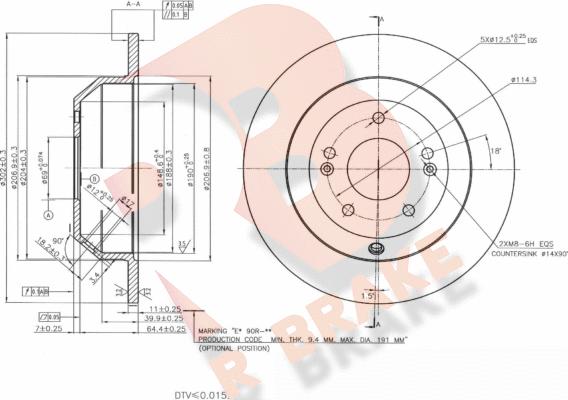 R Brake 78RBD25185 - Тормозной диск autospares.lv