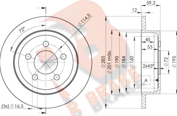 R Brake 78RBD25122 - Тормозной диск autospares.lv