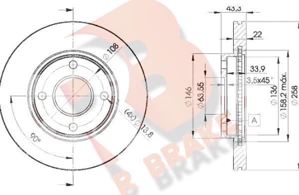 R Brake 78RBD25344 - Тормозной диск autospares.lv