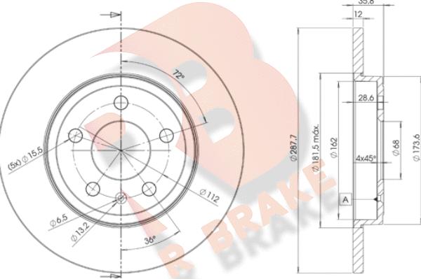 R Brake 78RBD25316 - Тормозной диск autospares.lv