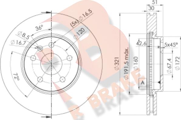 R Brake 78RBD25387 - Тормозной диск autospares.lv