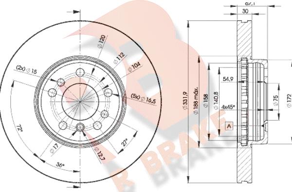 R Brake 78RBD26045 - Тормозной диск autospares.lv