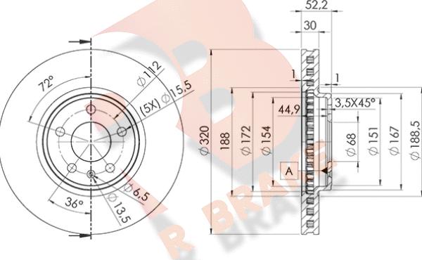 R Brake 78RBD26076 - Тормозной диск autospares.lv