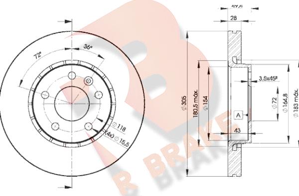 R Brake 78RBD26845 - Тормозной диск autospares.lv