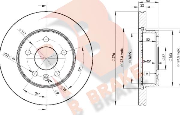 R Brake 78RBD26380 - Тормозной диск autospares.lv