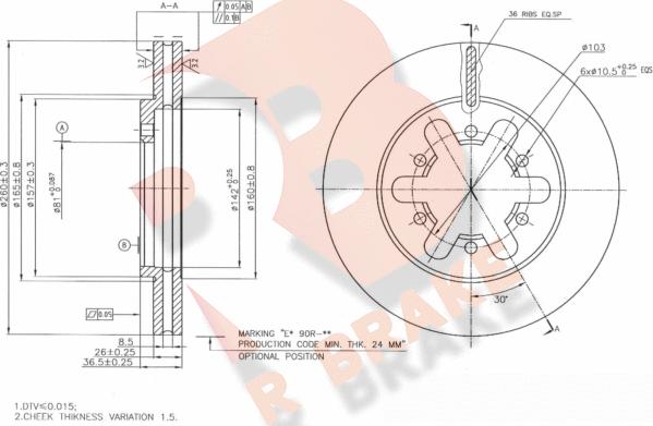 R Brake 78RBD26744 - Тормозной диск autospares.lv