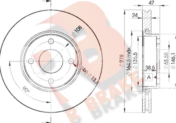 R Brake 78RBD26785 - Тормозной диск autospares.lv