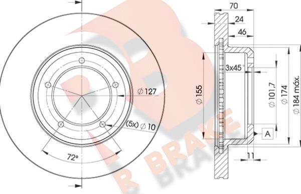 R Brake 78RBD20902 - Тормозной диск autospares.lv