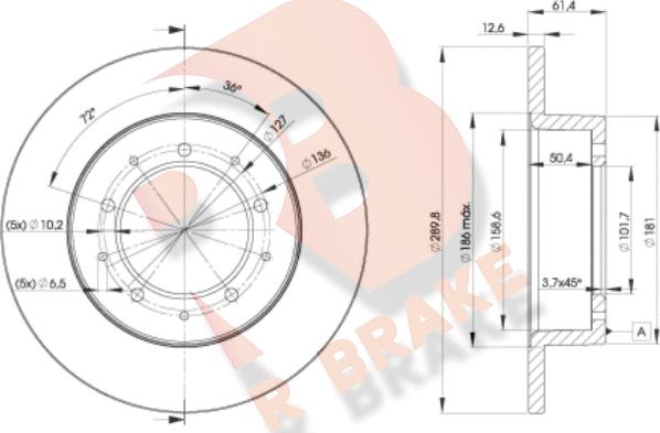 R Brake 78RBD20461 - Тормозной диск autospares.lv