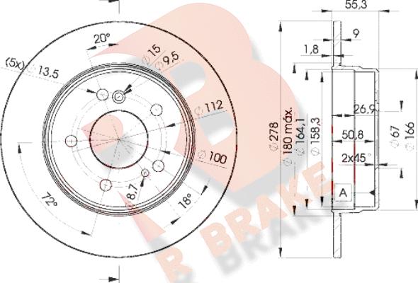 R Brake 78RBD20412 - Тормозной диск autospares.lv