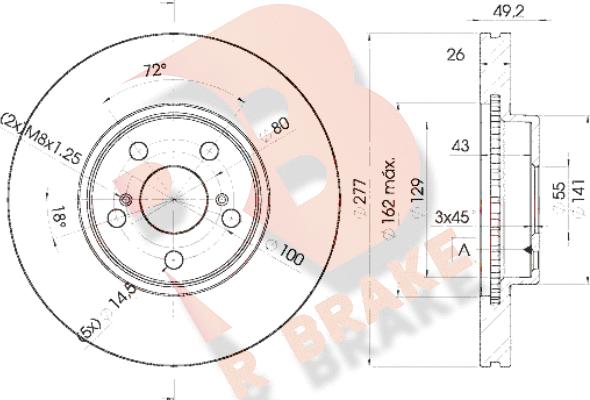 R Brake 78RBD20504 - Тормозной диск autospares.lv