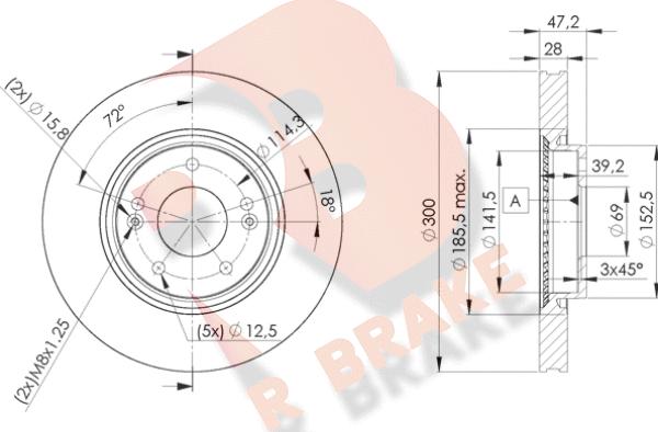 R Brake 78RBD20580 - Тормозной диск autospares.lv