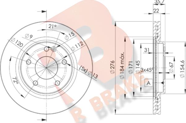 R Brake 78RBD20612 - Тормозной диск autospares.lv