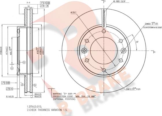 R Brake 78RBD20019 - Тормозной диск autospares.lv