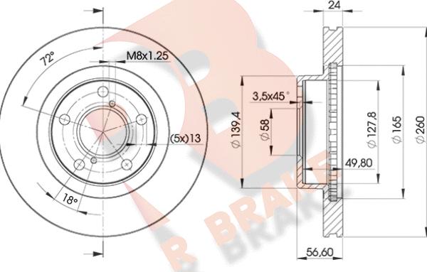 R Brake 78RBD20031 - Тормозной диск autospares.lv