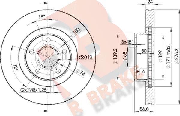 R Brake 78RBD20033 - Тормозной диск autospares.lv