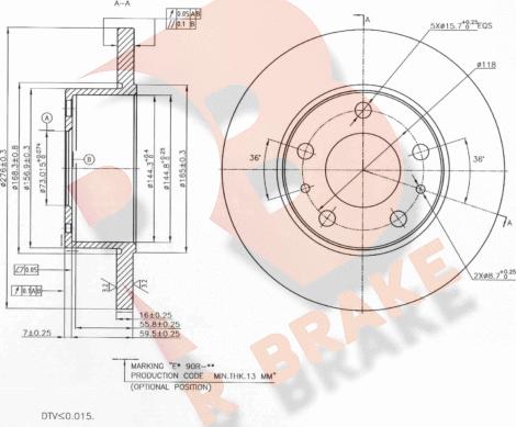 R Brake 78RBD20020 - Тормозной диск autospares.lv